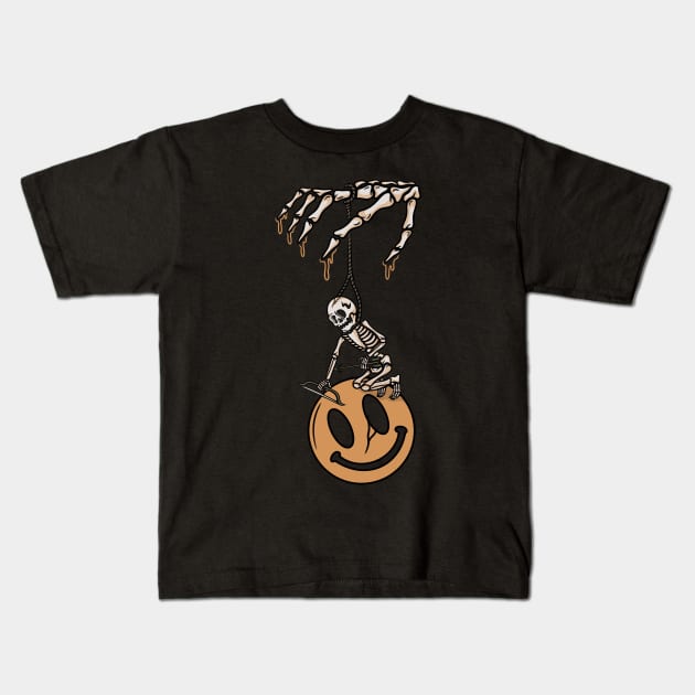 Skull and smile Kids T-Shirt by gggraphicdesignnn